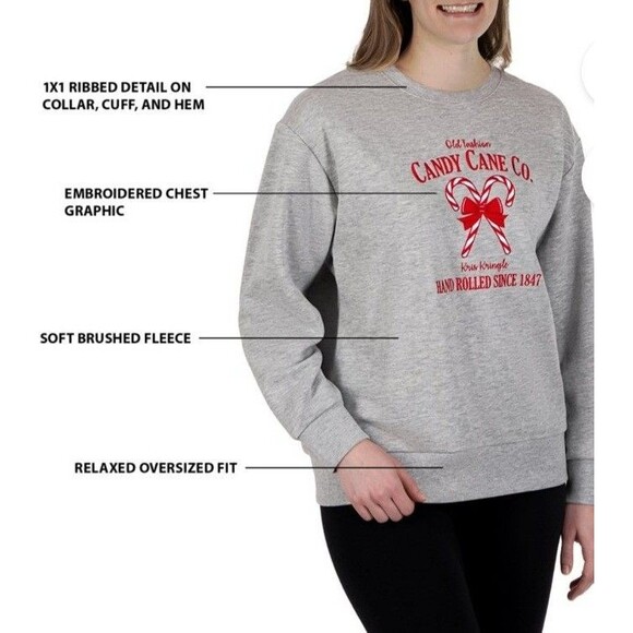 State of Mine Women's Pullover Cozy Warm Holiday Sweatshirt Sz XL Candy Cane Co - Picture 4 of 16